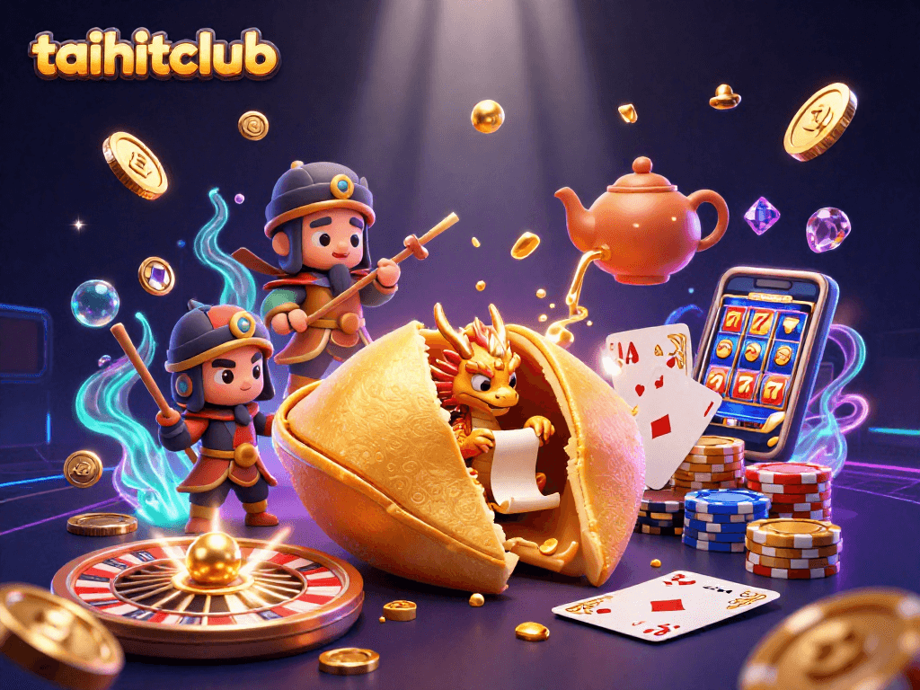 Experience thrilling gameplay at taihitclub with dynamic symbols, golden coins, and vibrant casino elements.