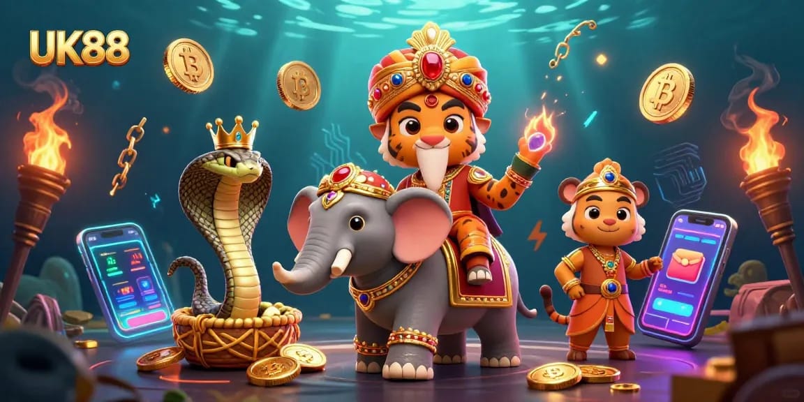 Engage with thrilling gameplay at UK88 featuring vibrant 3D casino elements and charismatic characters.
