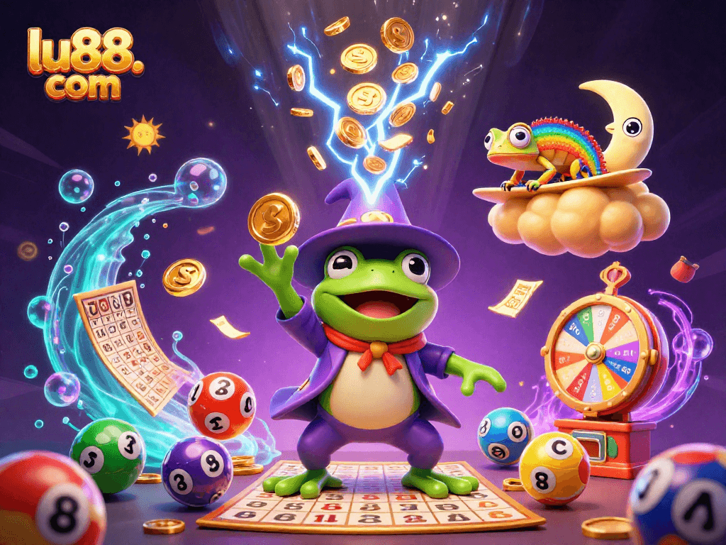 Spin the reels and win at lu88. com with our vibrant, dynamic gambling illustration.