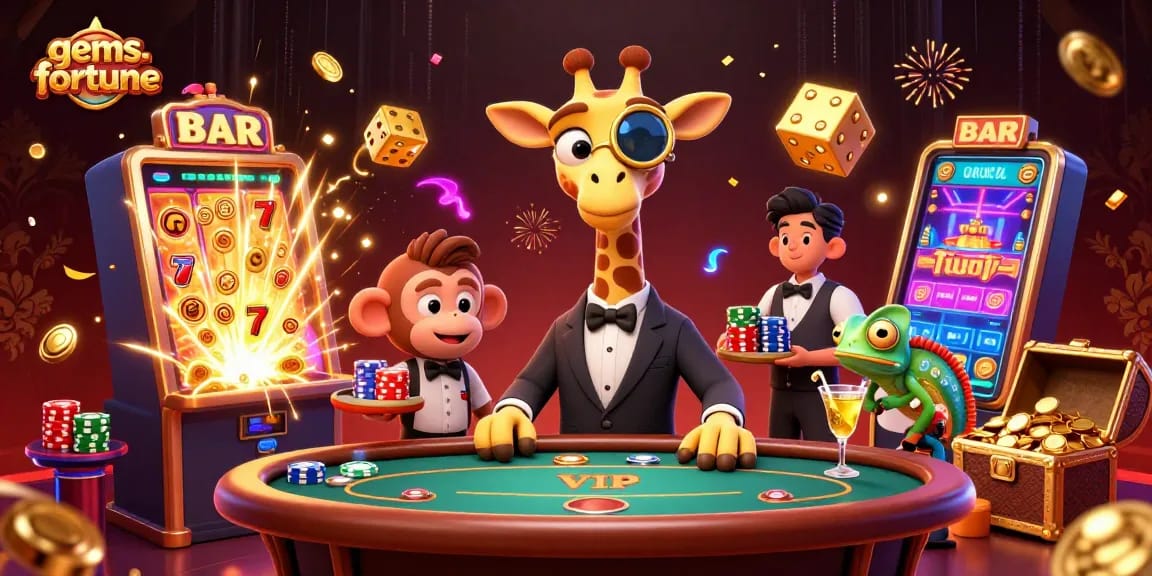 Engage with gems-fortune by exploring vibrant casino games featuring a high-roller giraffe and thrilling jackpot moments.