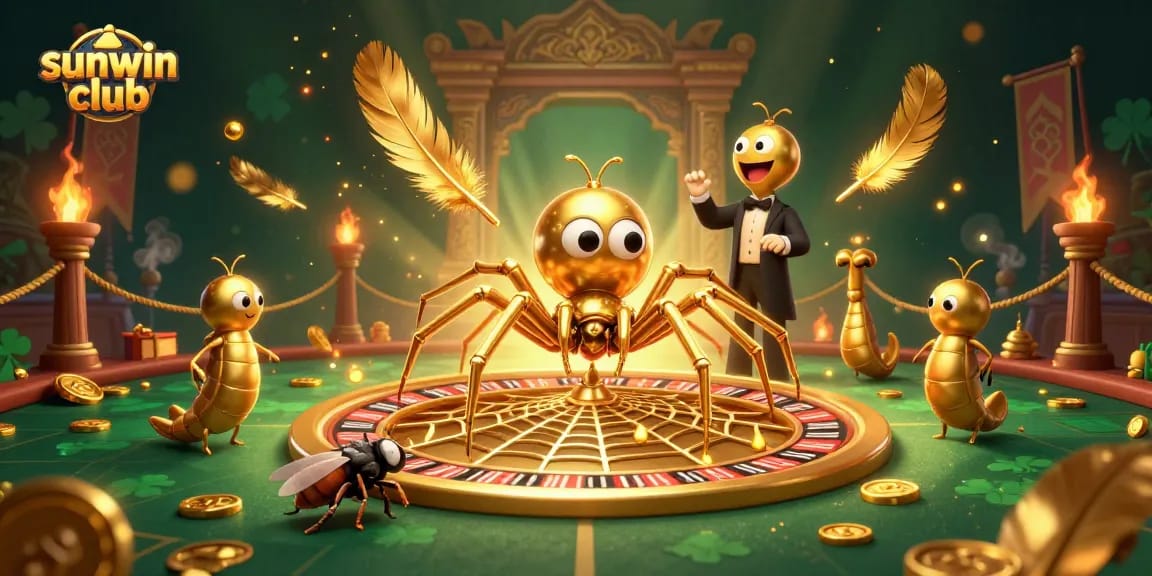 Experience thrilling casino action at sunwin club with a dazzling spider web roulette scene.