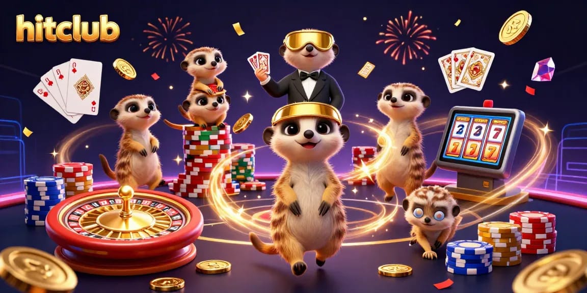 Experience the excitement of hitclub with meerkats managing a vibrant casino scene full of action and rewards.