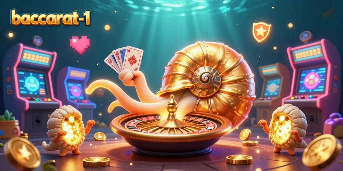 Play exciting baccarat-1 to win big, featuring a giant nautilus as a roulette wheel.