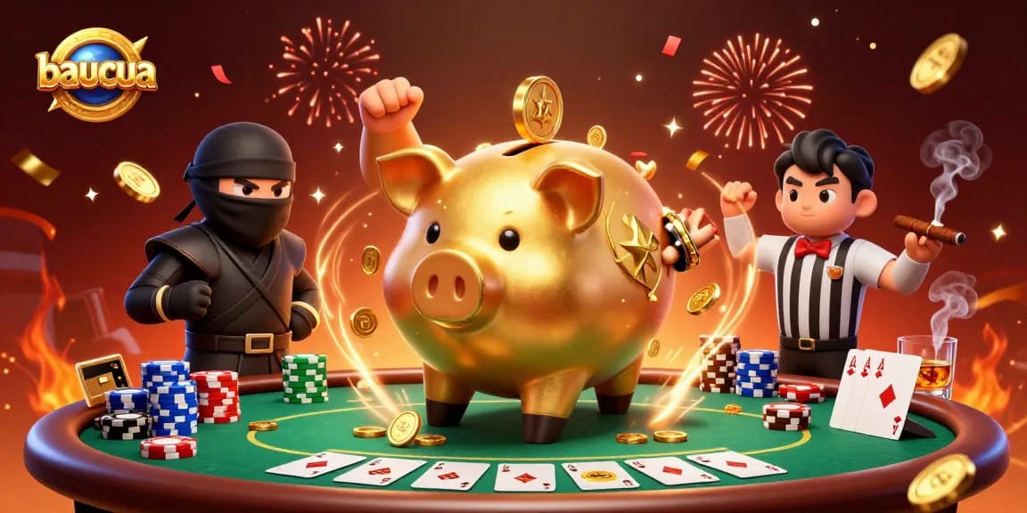 Engage in thrilling baucua gameplay with colorful casino vibes and exciting characters.