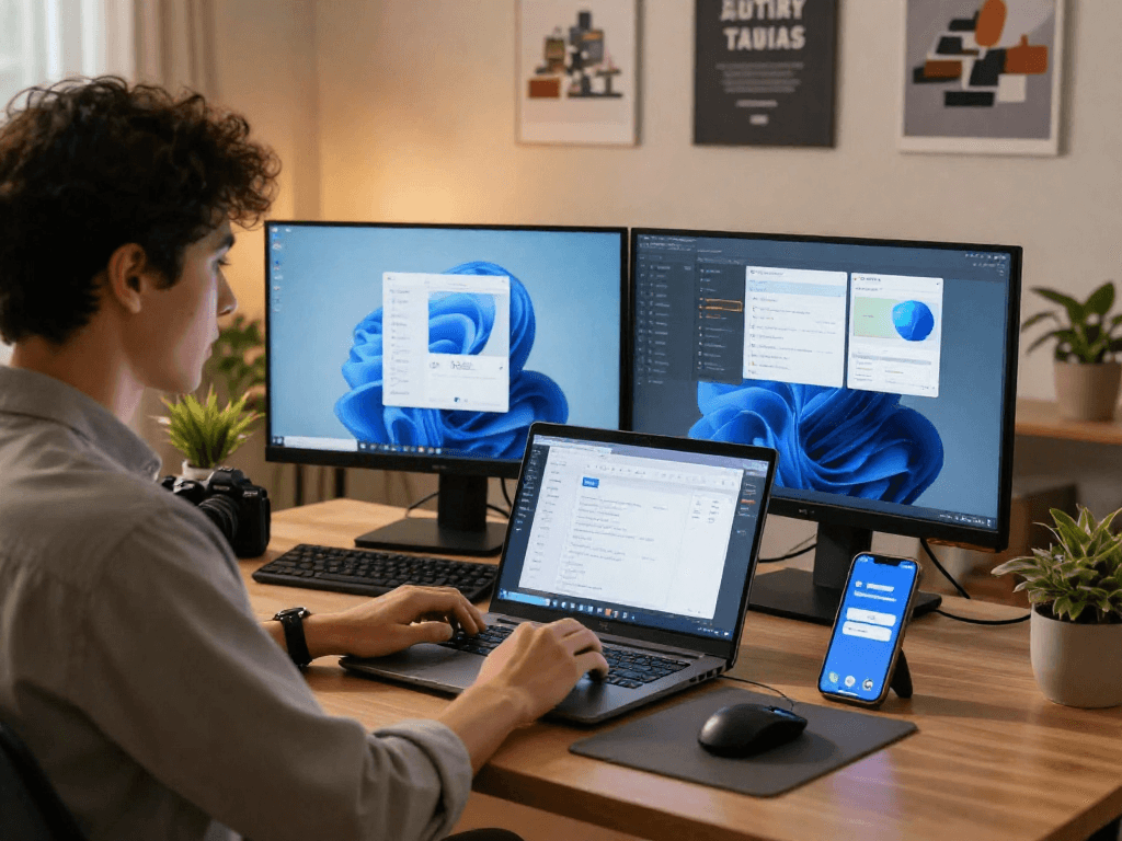 Using ToDesk for efficient remote desktop access in a stylish home office