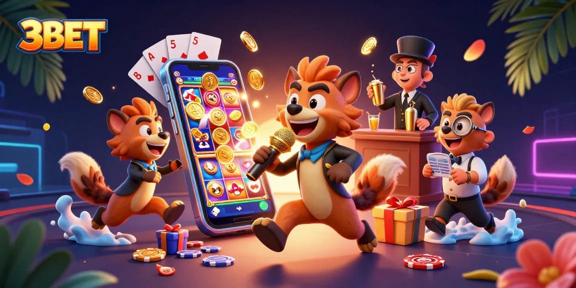 Engage in exciting games at 3BET casino with lively hyena characters and dynamic slot action.