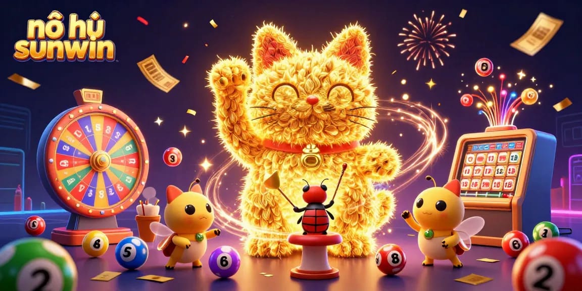 Experience the thrill of nổ hũ sunwin with vibrant 3D illustrations showcasing joyful gaming elements.