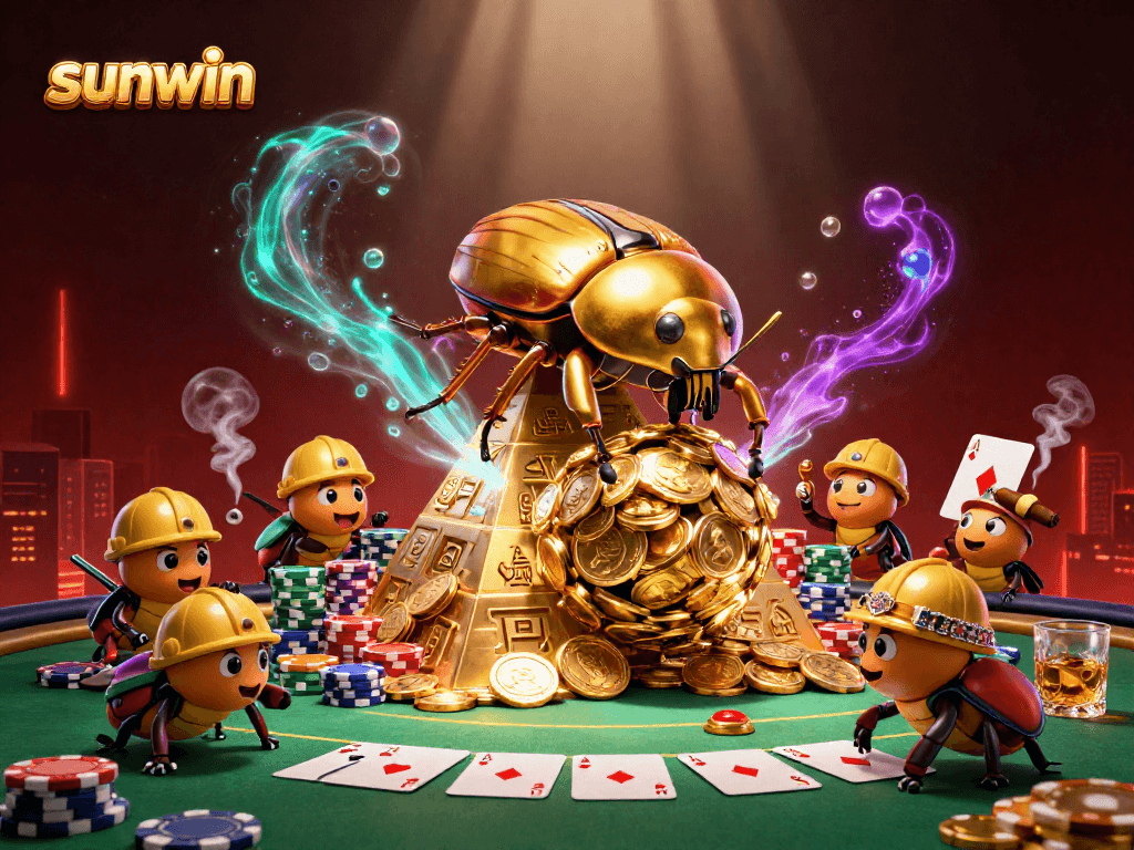 Enhance your game with sunwin's vibrant 3D illustration of strategic poker action.
