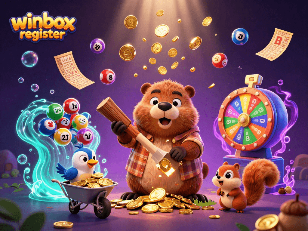 Winbox register scene with a beaver, bird, and squirrel engaging in a gold-collecting adventure.