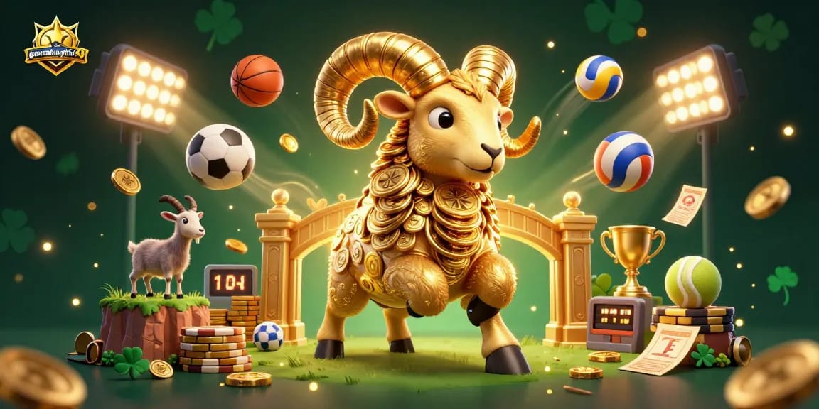 Experience thrilling action at gamenohuuytin99 with a golden ram charging through a vibrant casino scene.