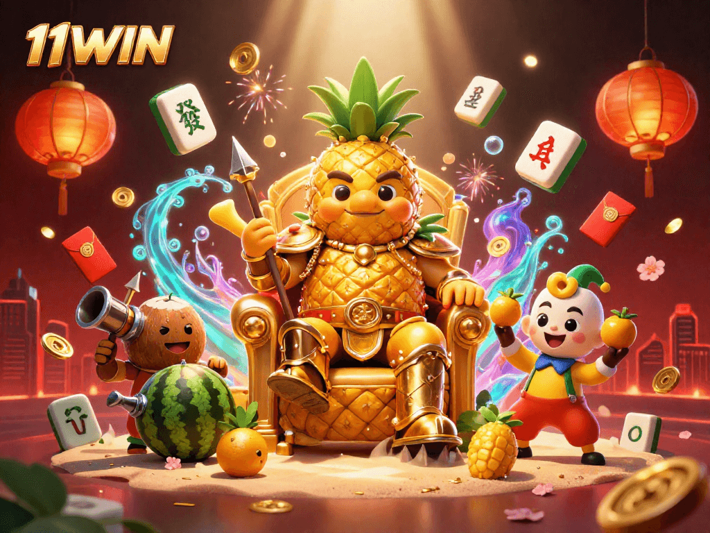Engage with thrilling games at 11WIN, including dynamic characters and festive casino elements.