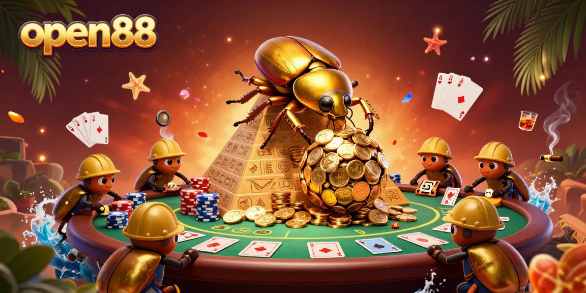 Experience the excitement of open88 with vibrant casino elements and golden visuals.