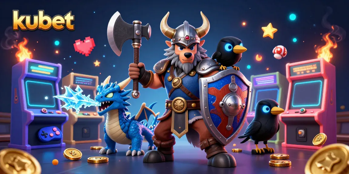 Engage in thrilling games at kubet while witnessing a magical 3D illustration with a Viking warrior and dragon.