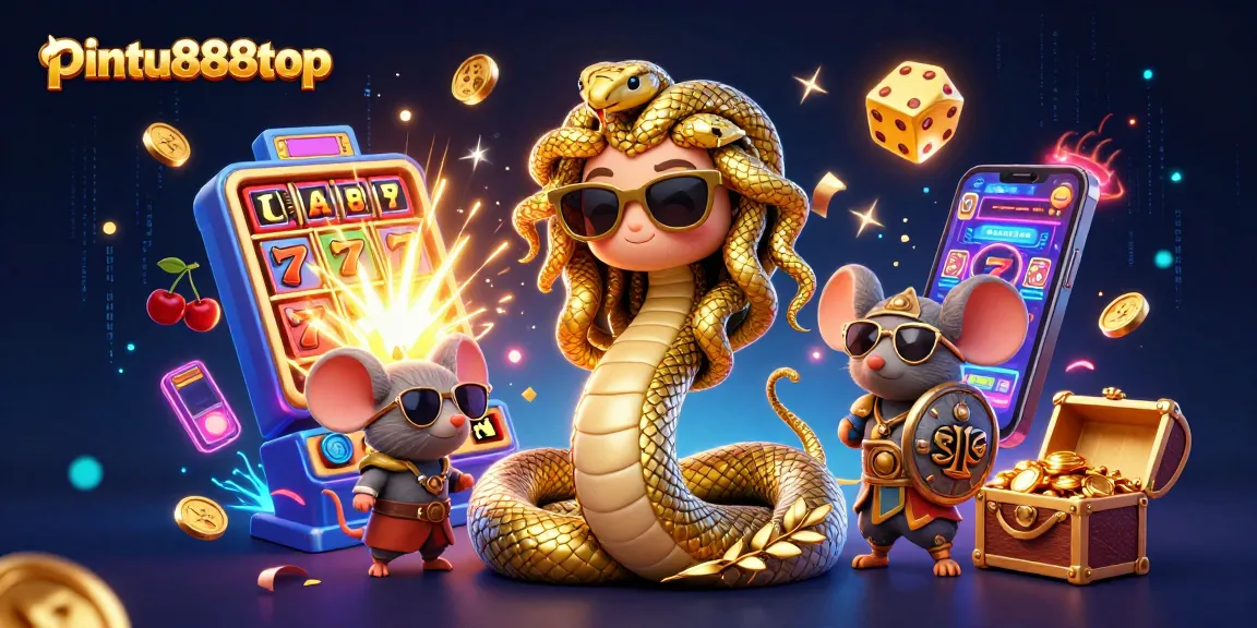 Experience jackpot excitement at pintu888top with fun characters and vibrant casino elements.