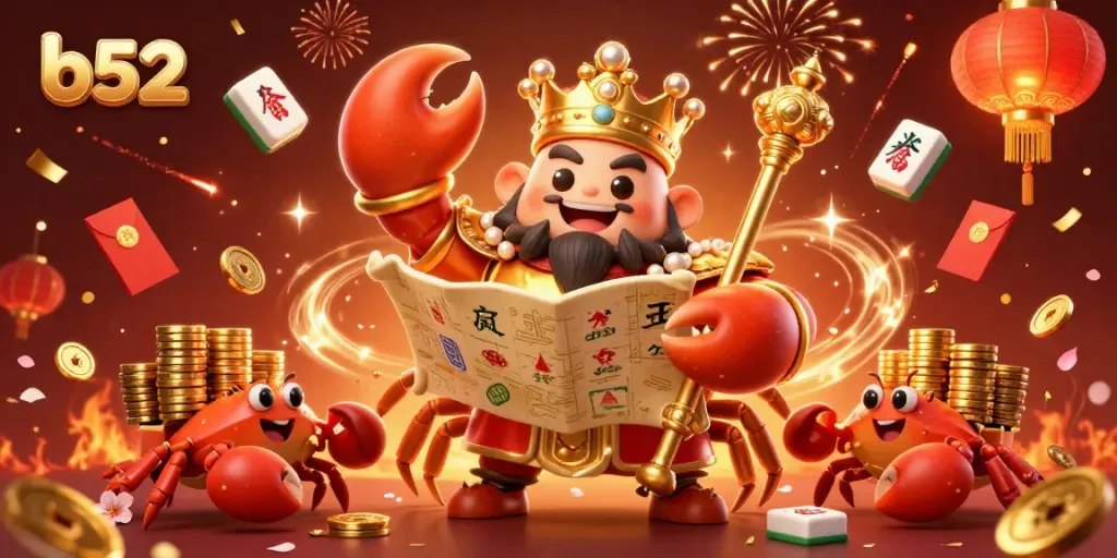 Experience an exciting gaming adventure with b52's colorful celebration featuring a golden crab emperor and captivating elements.