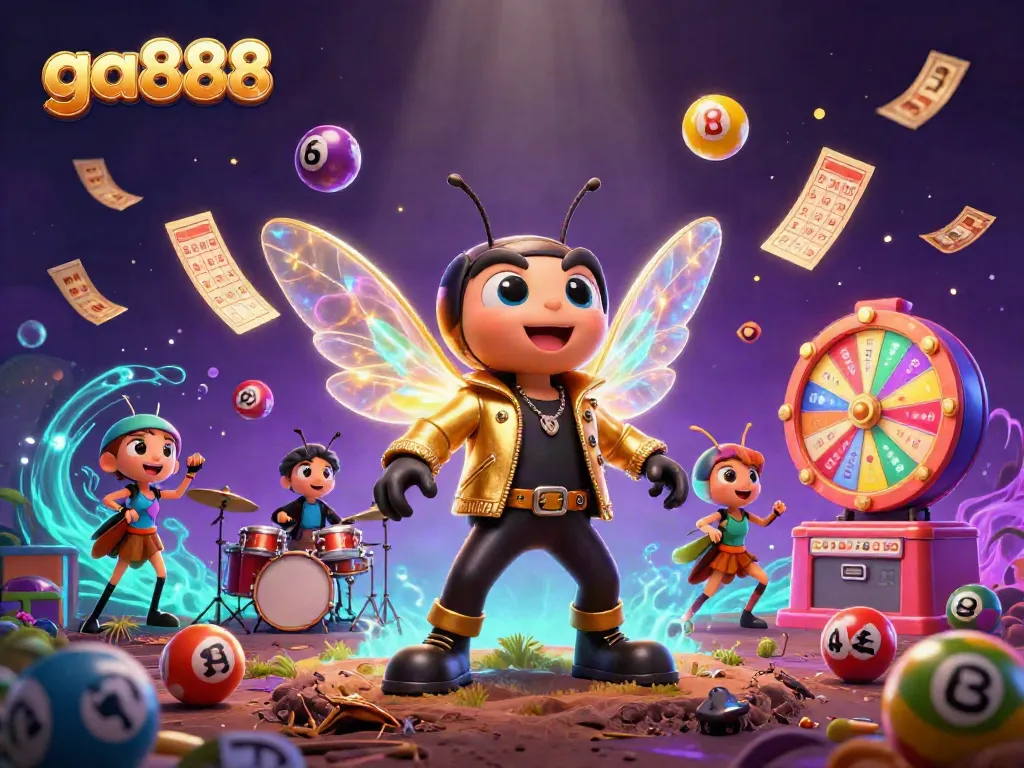 Join the excitement with ga888, featuring a vibrant casino party scene of characters and gaming elements.