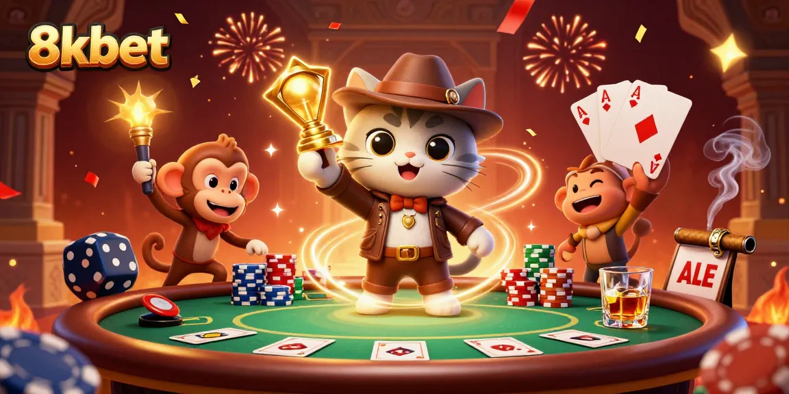 Engage in thrilling gameplay at 8xbet with explorers discovering casino treasures amid vibrant action.