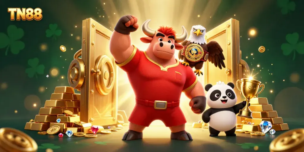 Boost your wins at TN88 with a dynamic casino-themed celebration featuring iconic characters.