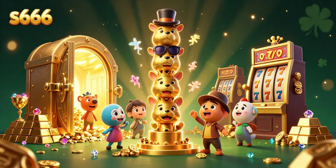 Experience thrilling gameplay with S666 in a vibrant and dynamic casino scene filled with treasures.