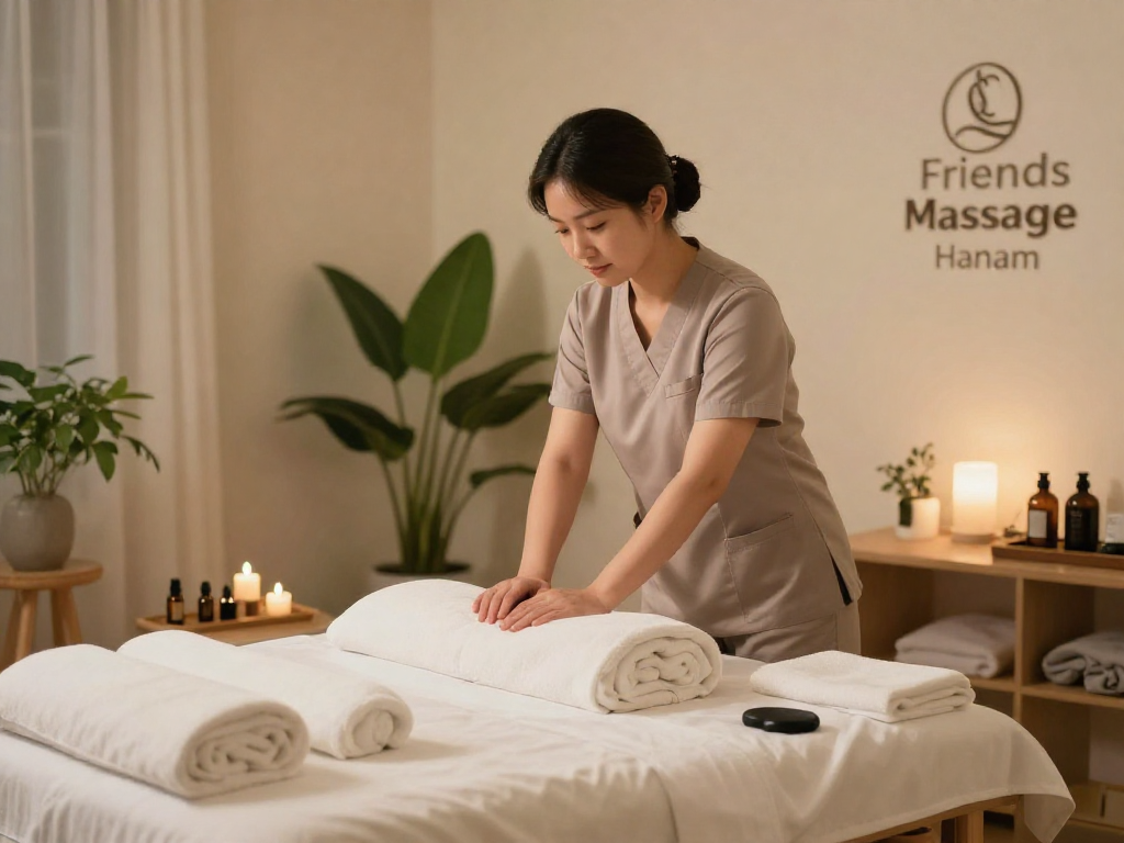 하남출장마사지 session with a professional therapist in a tranquil home spa setting.