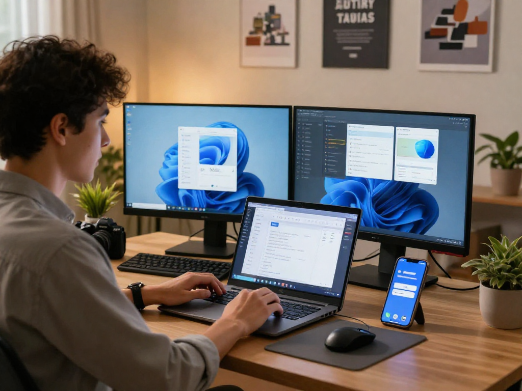 Using ToDesk for efficient remote desktop access in a stylish home office