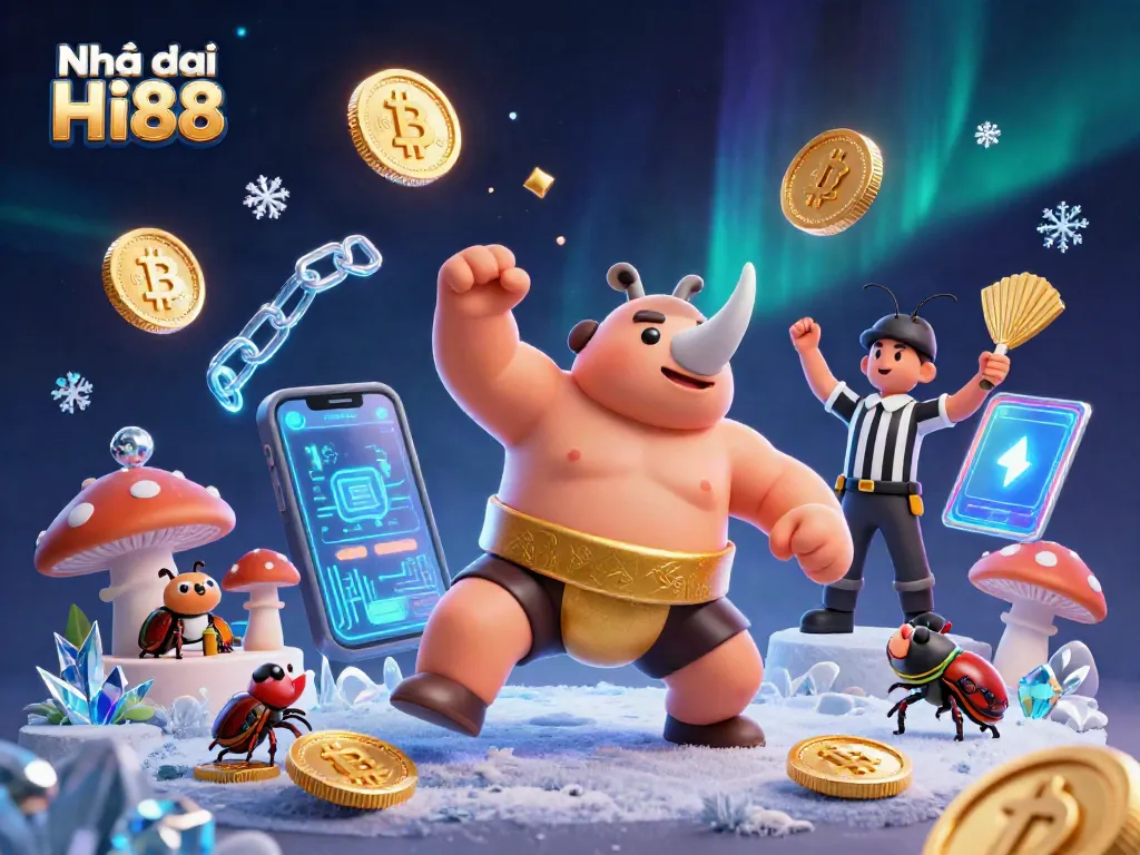 Bet on thrilling action with Nhà cái Hi88 in a vibrant 3D casino illustration of champions.