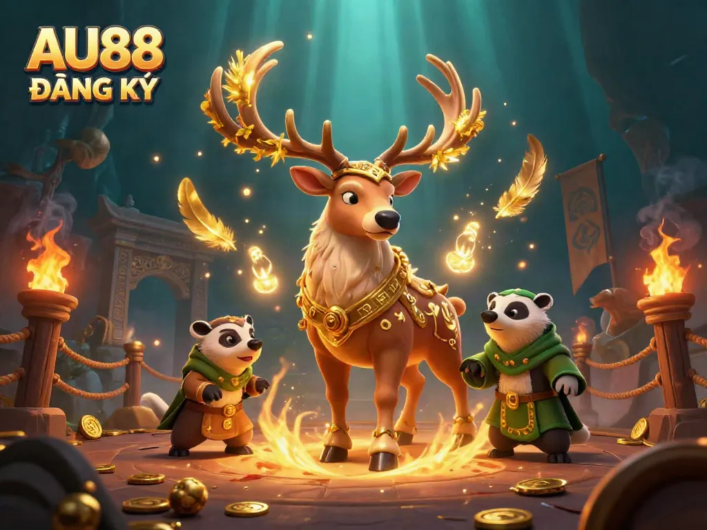 Engage in winning strategies with AU88 ĐĂNG KÝ, featuring vibrant druid characters and casino elements.