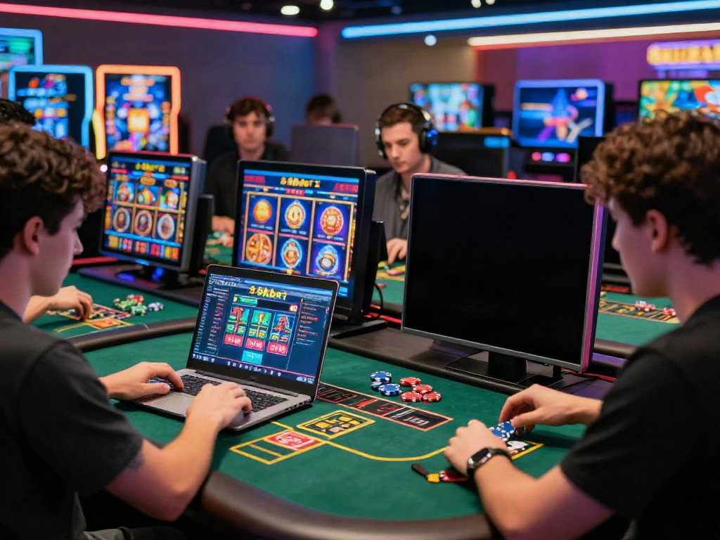 8kbet players engaged in an exciting online casino experience with vibrant games and an interactive environment.