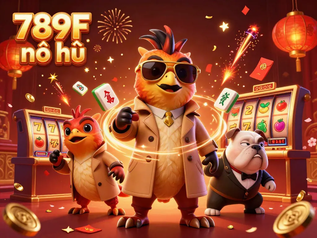 Experience the excitement of 789F nổ hũ with playful raptors attempting to enter a VIP casino lounge while surrounded by festive elements.