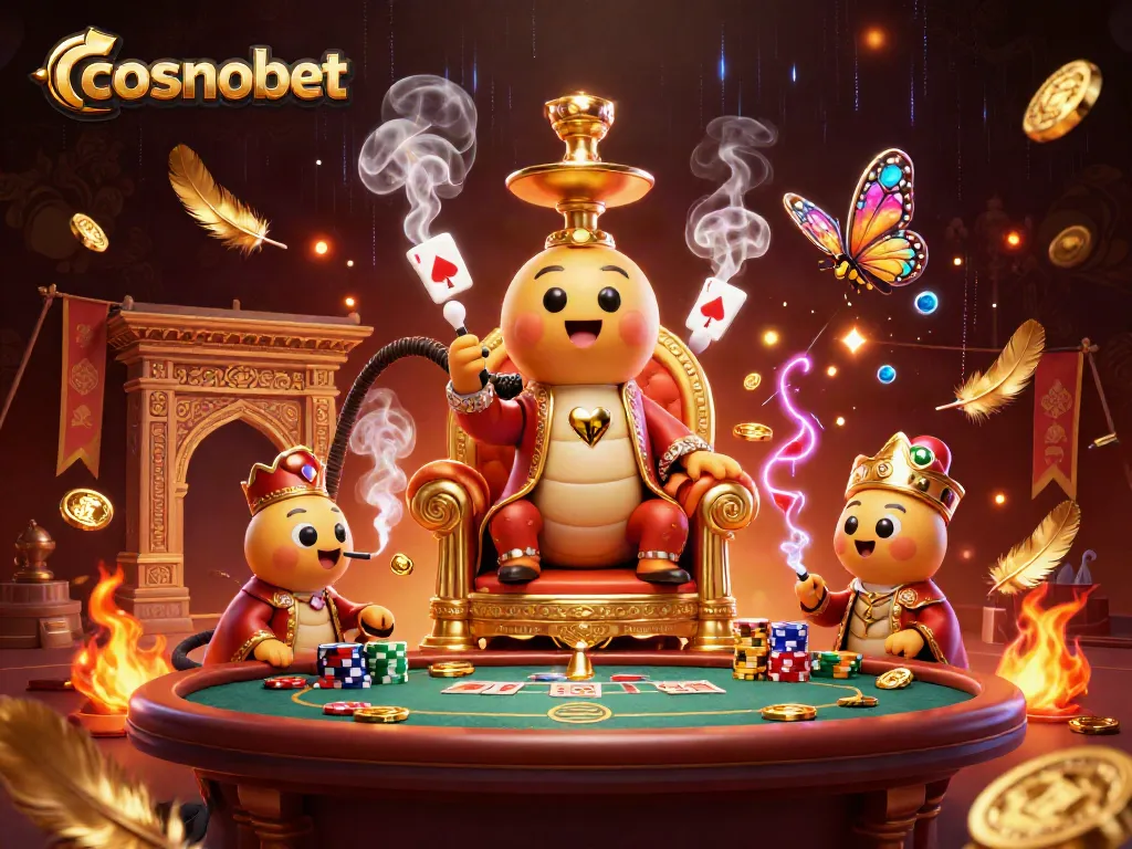 Engage with Cosmobet’s exciting casino games and vibrant atmosphere portrayed in a rich 3D illustration.