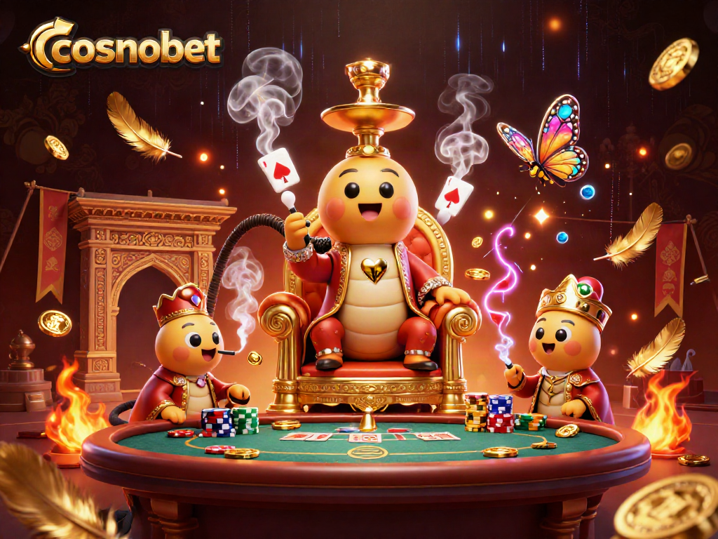 Engage with Cosmobet’s exciting casino games and vibrant atmosphere portrayed in a rich 3D illustration.