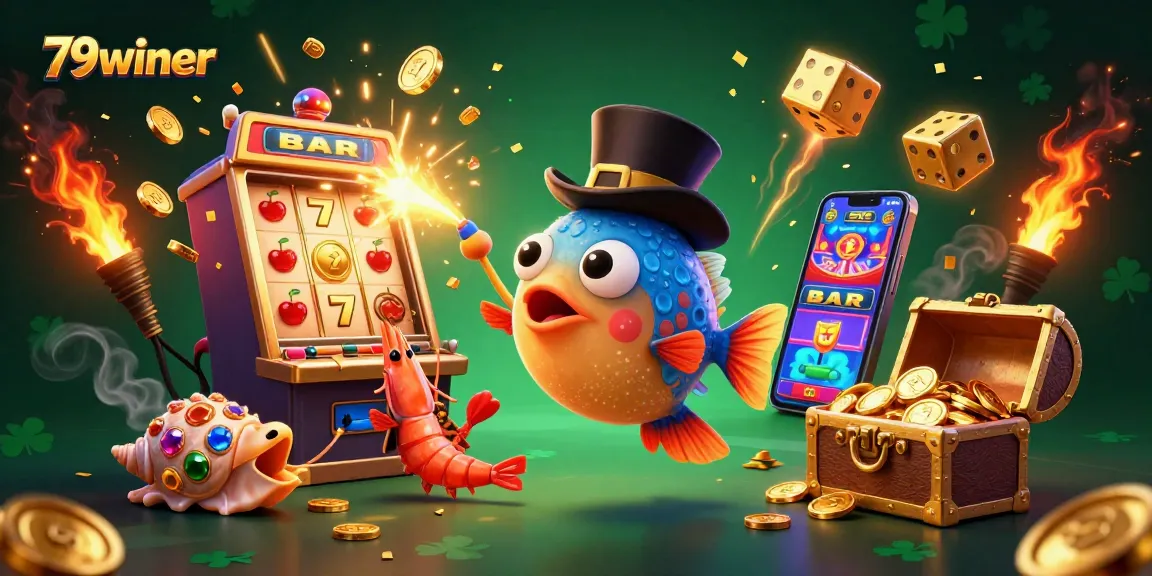 Engage with thrilling gameplay at 79winer featuring vibrant slot machines, gold coins, and exciting characters.