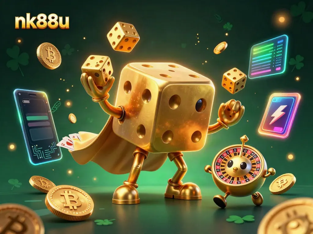Engage with the vibrant game world at nk88u featuring 3D cartoon characters amidst dazzling casino elements.
