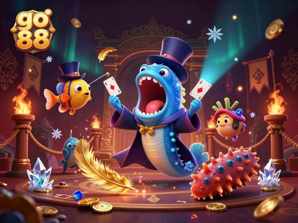 Experience thrilling game action with go 88 as magic unfolds in a vibrant underwater casino scene.