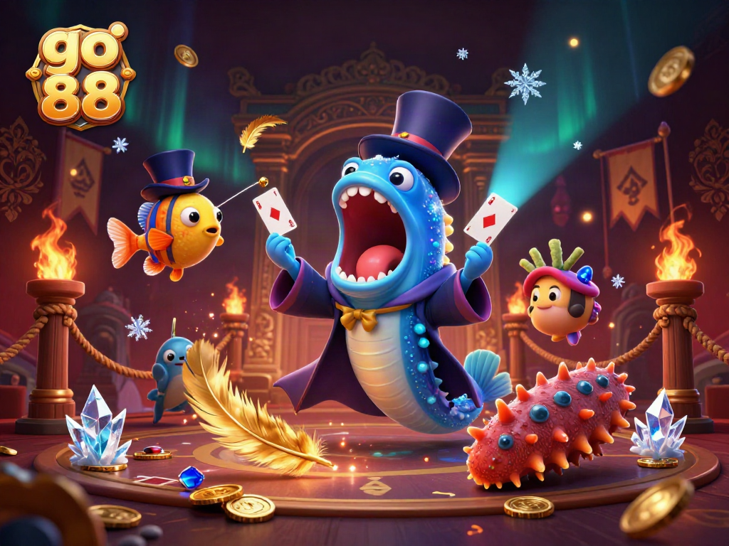 Experience thrilling game action with go 88 as magic unfolds in a vibrant underwater casino scene.