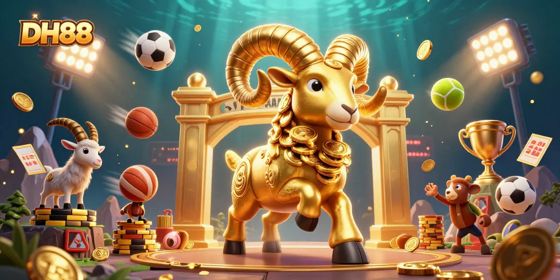 Experience DH88's thrilling online casino adventures with vibrant gaming action and majestic golden ram.