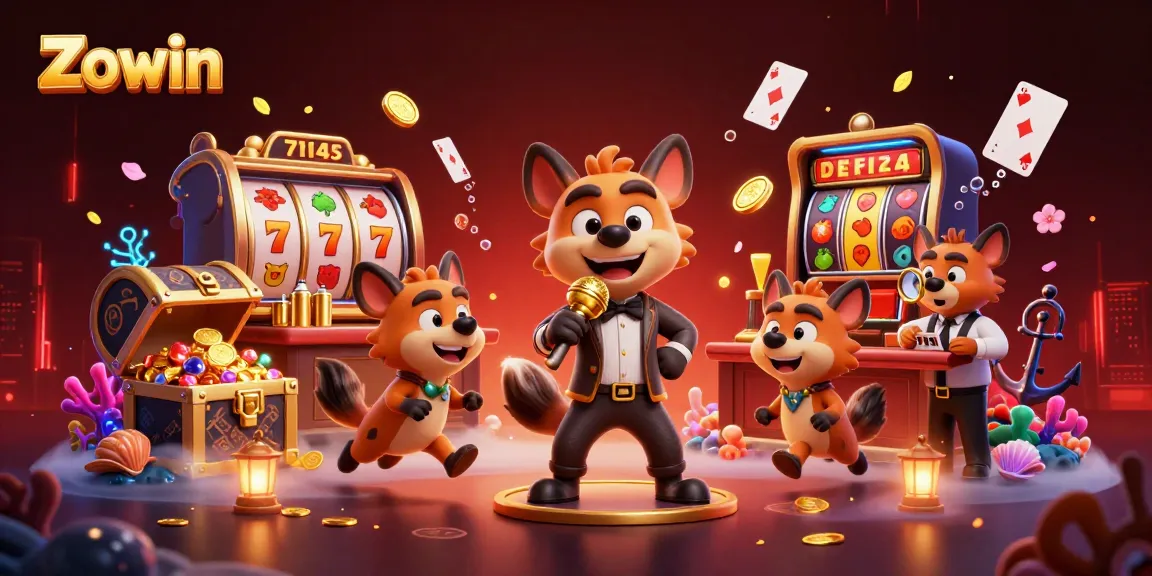 Zowin offers a vibrant gaming experience with cartoon hyenas in a lively casino scene.