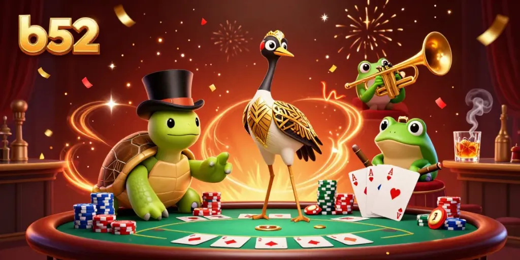 Experience thrilling gameplay with b52 amidst vibrant casino characters and dynamic gaming elements.