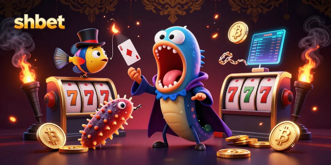 Experience shbet magic with an eel performing tricks at a lively casino table in this vibrant illustration.
