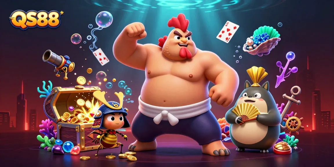 Experience the excitement of QS88 with dynamic characters and vibrant casino elements