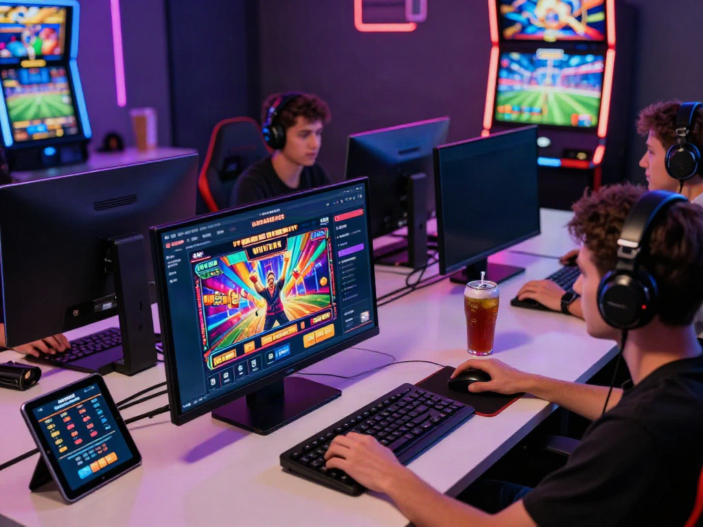 Exciting da88 online gaming experience featuring players winning at slots and sports betting in a vibrant setup.