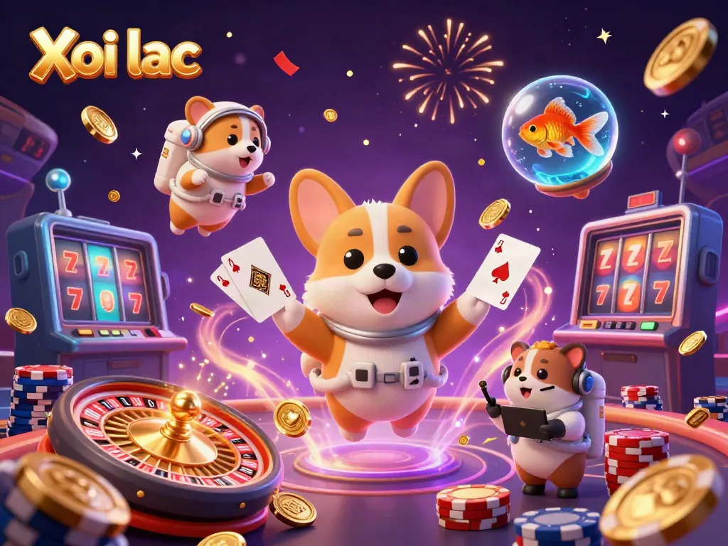 Xoi lac offers vibrant gameplay with a dynamic cartoon casino scene involving thrilling betting elements and unique characters.