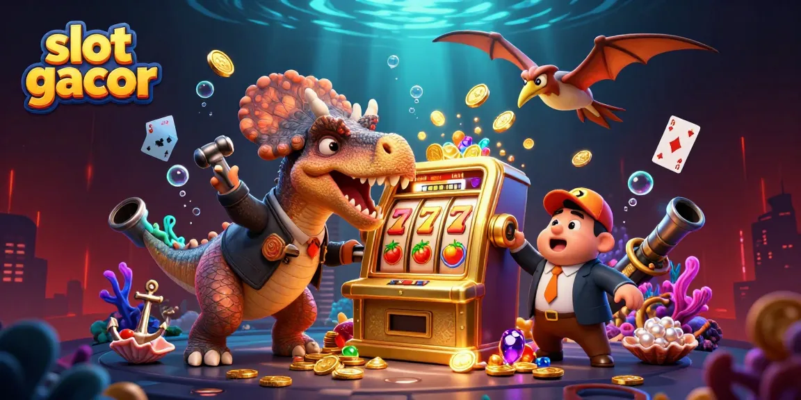 Engage in exciting slot gacor adventures as a pachycephalosaurus hits a jackpot with vibrant elements.