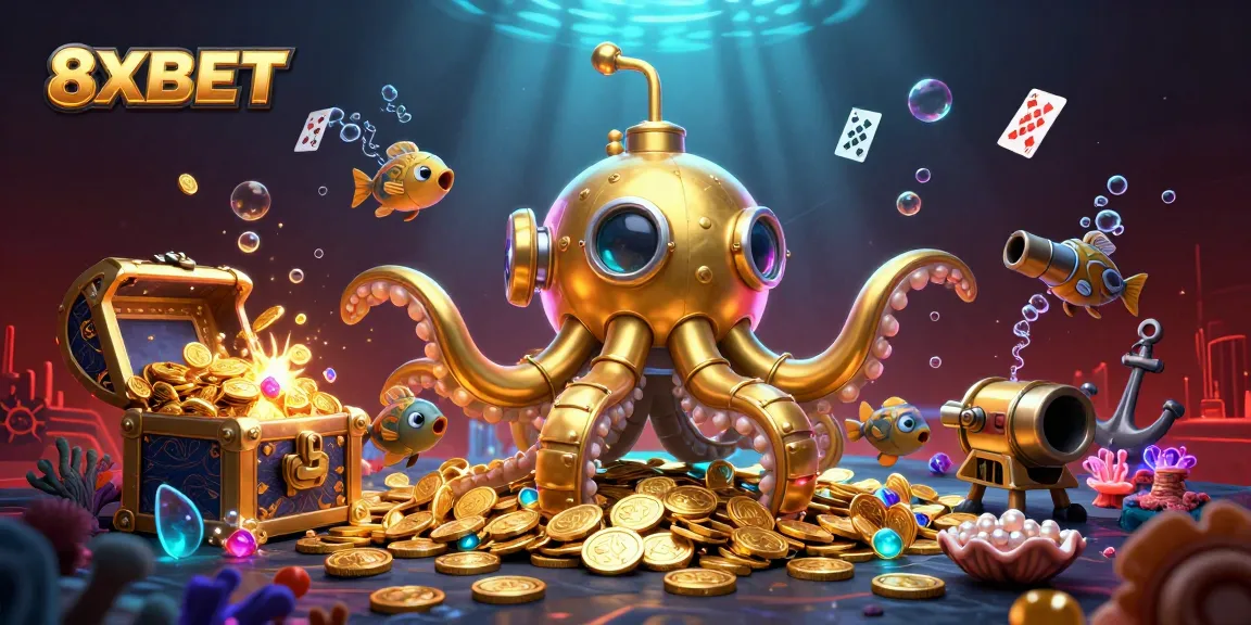 Experience thrilling gameplay at 8XBET with a golden kraken and dynamic casino elements.