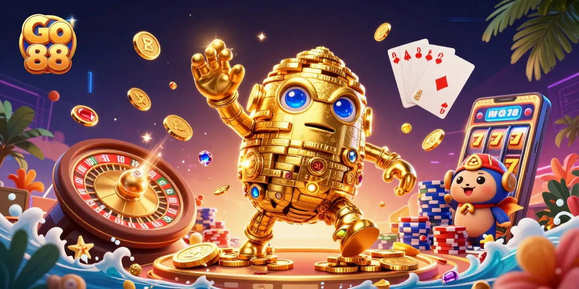 Experience Go 88 with captivating slots and casino action in a vibrant 3D scene.