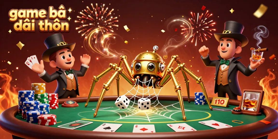 Engage in game bài đổi thưởng with a golden spider and poker elements in a dynamic casino scene.