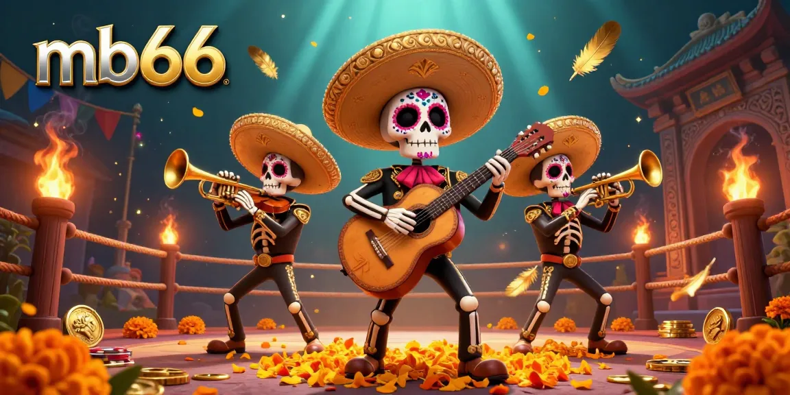 Experience mb66's colorful casino atmosphere with a lively mariachi band amidst a dynamic gaming scene.