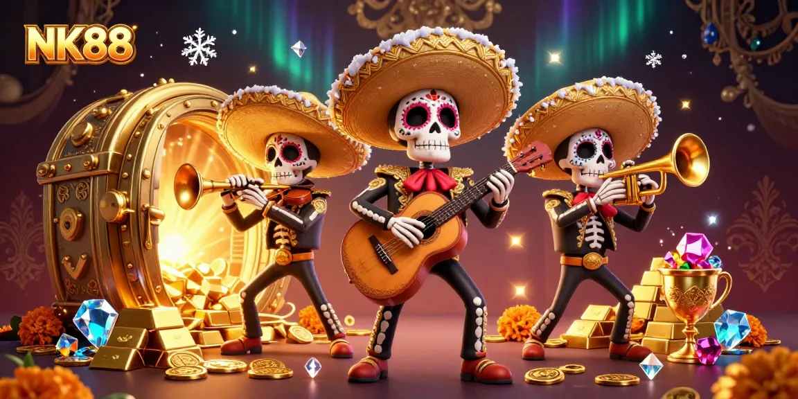 Experience winning moments at NK88 with a vibrant 3D cartoon mariachi celebration!
