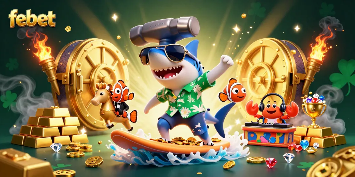 Experience the thrilling world of febet with a vibrant 3D illustration featuring a festive gambling scene.