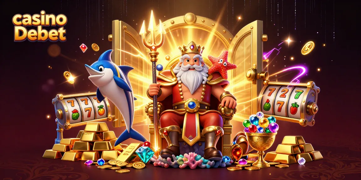 Experience thrilling excitement with casino Debet's vibrant 3D cartoon sea king illustration.